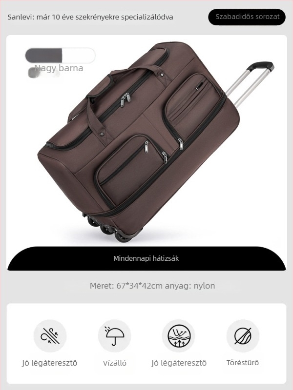 Nylon utazótáska, összecsukható és bővíthető, 20-35 L kapacitás, uniszex dizájn, poliészter bélés