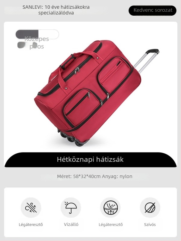 Nylon utazótáska, összecsukható és bővíthető, 20-35 L kapacitás, uniszex dizájn, poliészter bélés