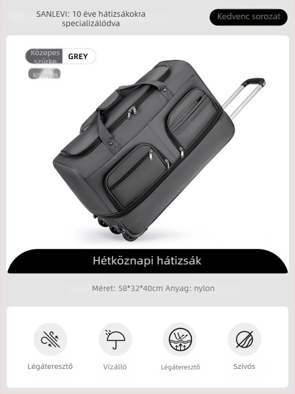 Nylon utazótáska, összecsukható és bővíthető, 20-35 L kapacitás, uniszex dizájn, poliészter bélés