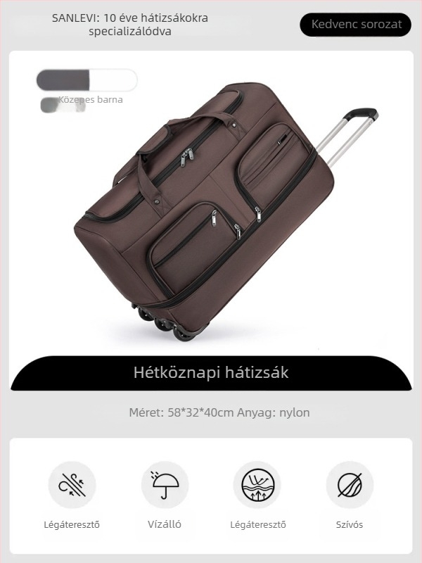 Nylon utazótáska, összecsukható és bővíthető, 20-35 L kapacitás, uniszex dizájn, poliészter bélés