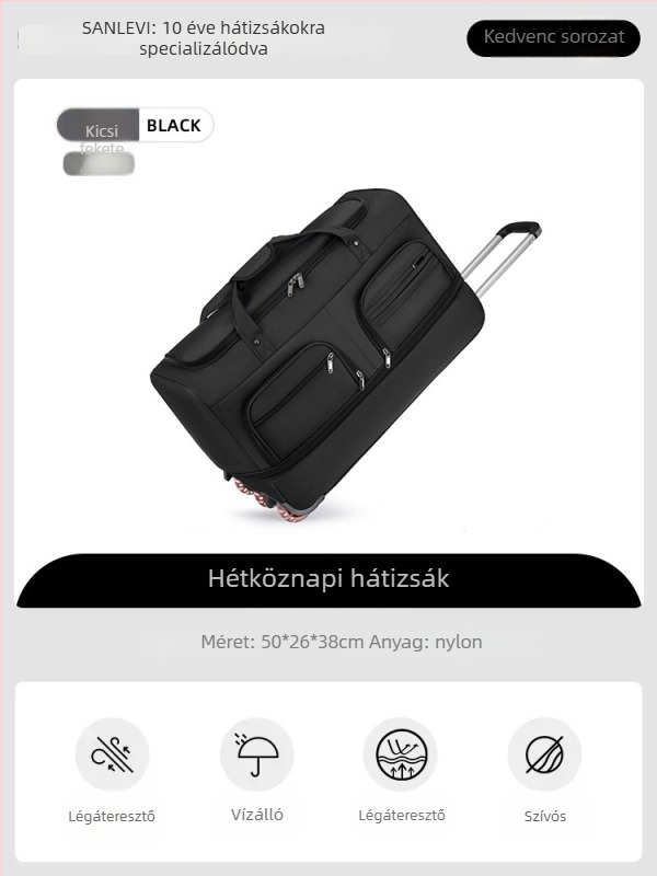 Nylon utazótáska, összecsukható és bővíthető, 20-35 L kapacitás, uniszex dizájn, poliészter bélés
