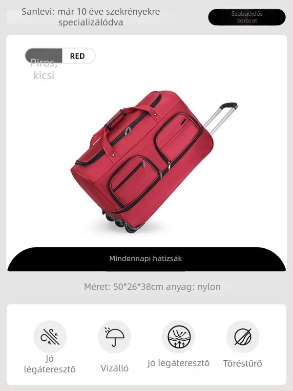 Nylon utazótáska, összecsukható és bővíthető, 20-35 L kapacitás, uniszex dizájn, poliészter bélés