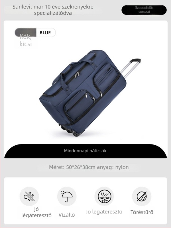 Nylon utazótáska, összecsukható és bővíthető, 20-35 L kapacitás, uniszex dizájn, poliészter bélés
