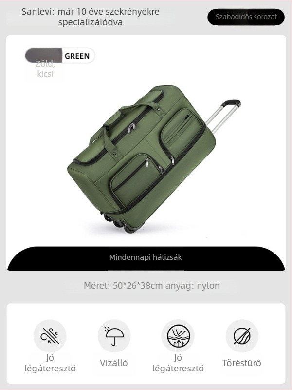 Nylon utazótáska, összecsukható és bővíthető, 20-35 L kapacitás, uniszex dizájn, poliészter bélés