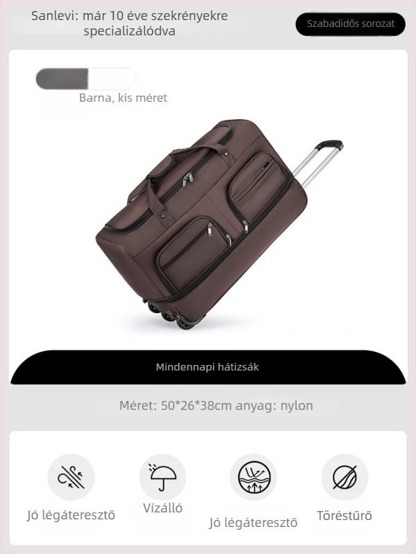 Nylon utazótáska, összecsukható és bővíthető, 20-35 L kapacitás, uniszex dizájn, poliészter bélés