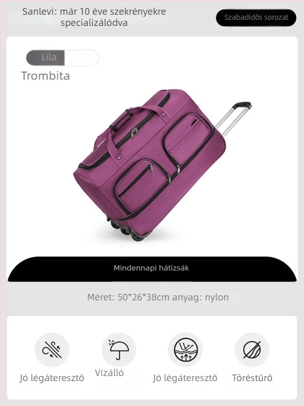 Nylon utazótáska, összecsukható és bővíthető, 20-35 L kapacitás, uniszex dizájn, poliészter bélés