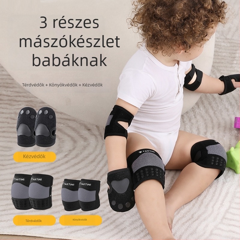 Baba térdvédők, könyök- és tenyérvédők, légáteresztő, csúszásmentes védőfelszerelés, állítható