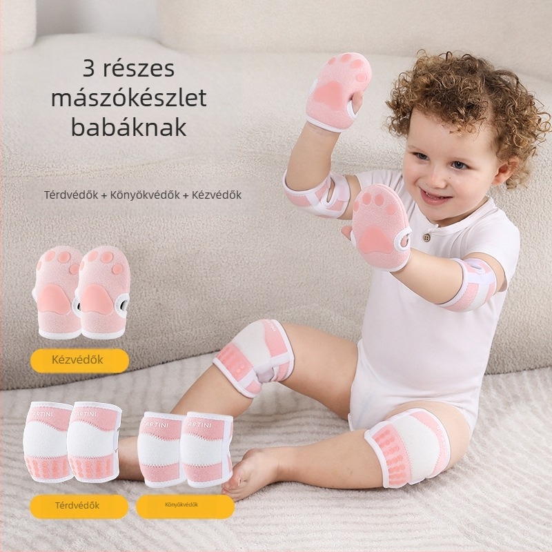Baba térdvédők, könyök- és tenyérvédők, légáteresztő, csúszásmentes védőfelszerelés, állítható