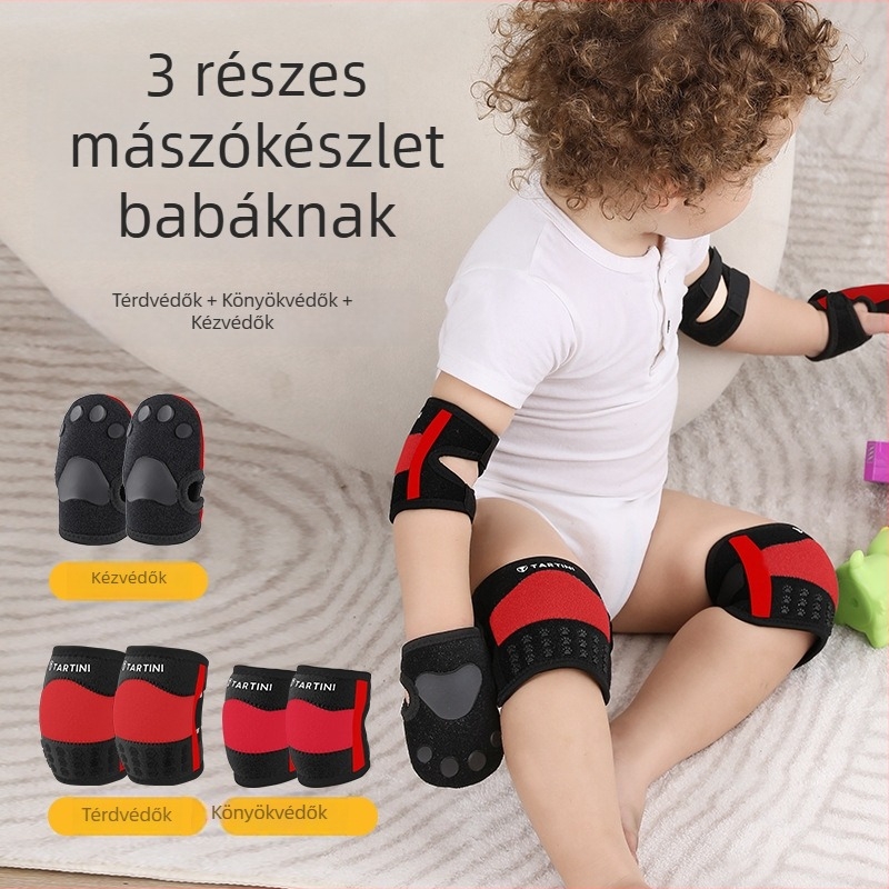 Baba térdvédők, könyök- és tenyérvédők, légáteresztő, csúszásmentes védőfelszerelés, állítható
