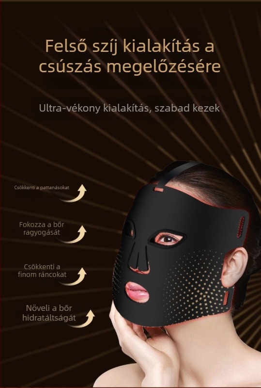 Fotonos szépítő arcpakolás – újratölthető, 3 fokozat, otthoni használatra; ránctalanítás, pattanások halványítása, bőr ragyogása
