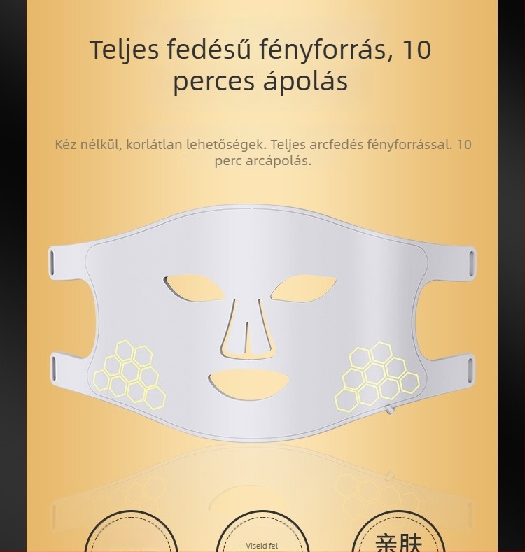 Fotonos szépítő arcpakolás – újratölthető, 3 fokozat, otthoni használatra; ránctalanítás, pattanások halványítása, bőr ragyogása