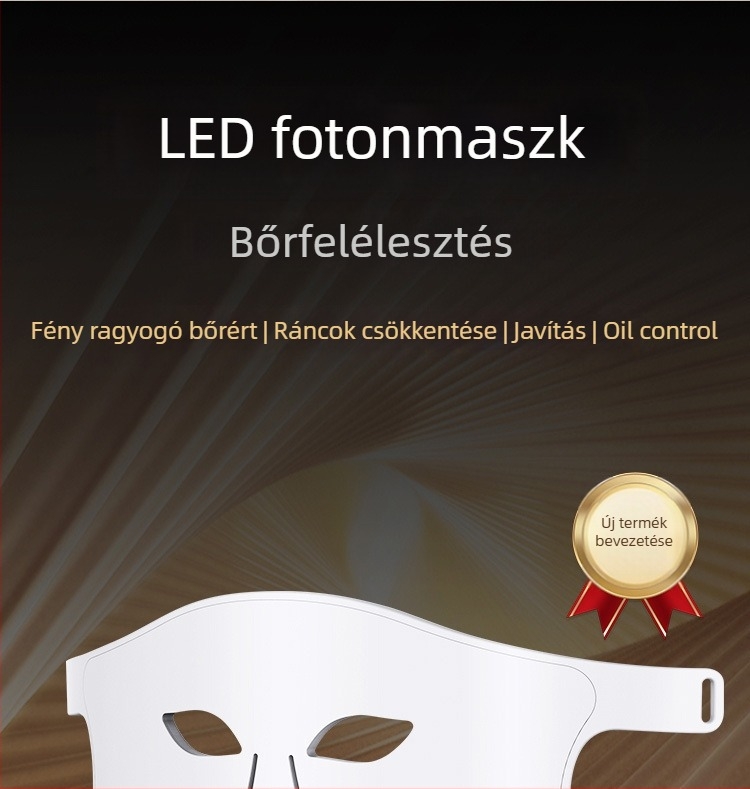 Fotonos szépítő arcpakolás – újratölthető, 3 fokozat, otthoni használatra; ránctalanítás, pattanások halványítása, bőr ragyogása