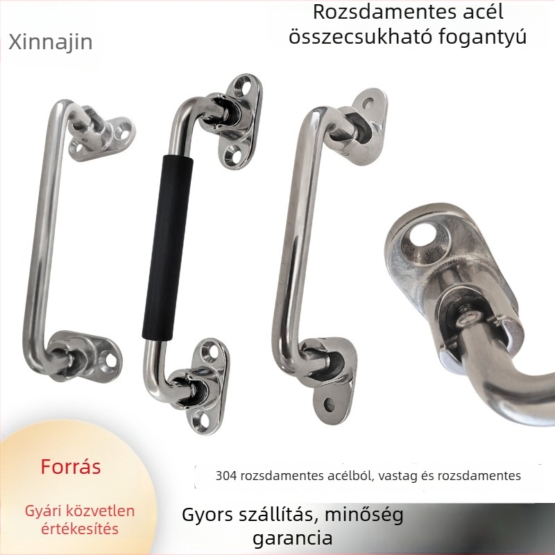 Összecsukható szekrényfogó fogantyú négy vízszintes lyukkal, 304-es rozsdamentes acélból, polírozott felülettel, felületre szerelve, szekrényajtókhoz