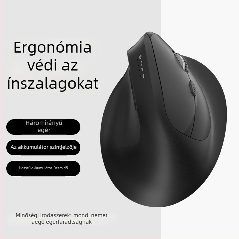 Függőleges ergonómikus vezeték nélküli egér töltéssel, három mód Bluetooth/2.4G, 1600dpi, 6 gomb