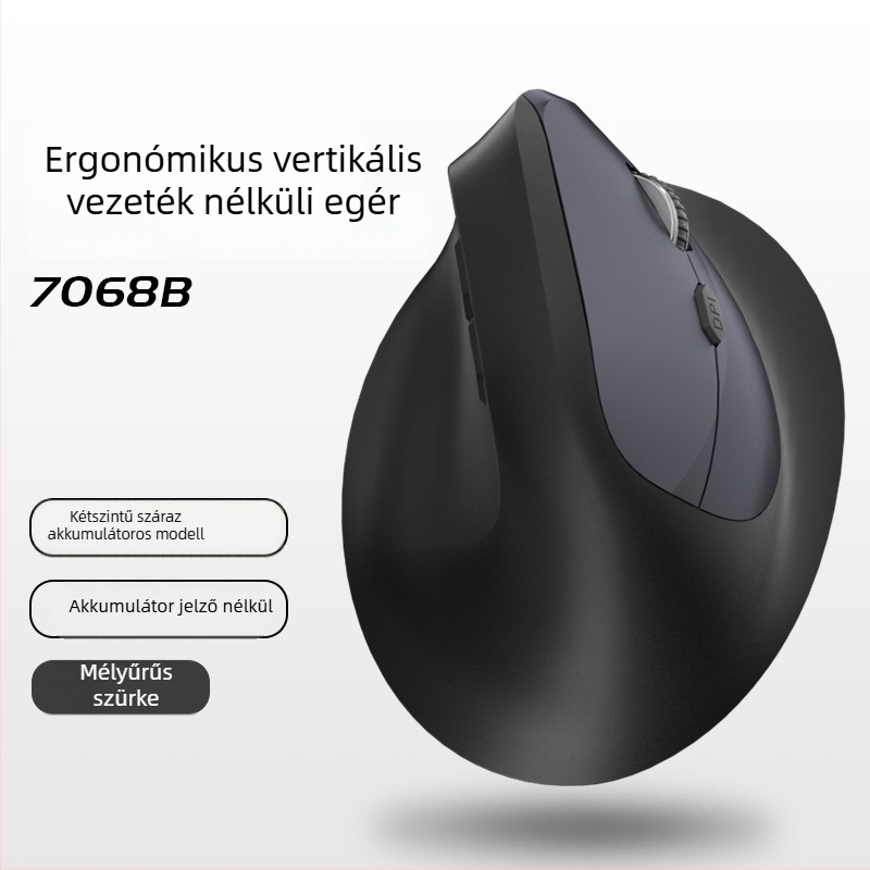 Függőleges ergonómikus vezeték nélküli egér töltéssel, három mód Bluetooth/2.4G, 1600dpi, 6 gomb