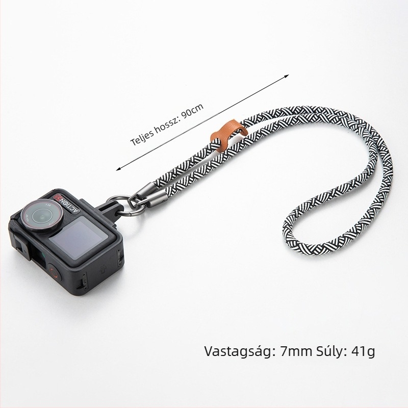 DJI Action 5 Pro akciókamera nyakpánt, anti-lost dizájn, poliészter zsinór, fém csat, logó nyomtatás lehetséges