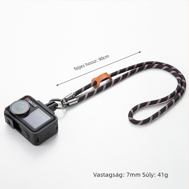 DJI Action 5 Pro akciókamera nyakpánt, anti-lost dizájn, poliészter zsinór, fém csat, logó nyomtatás lehetséges