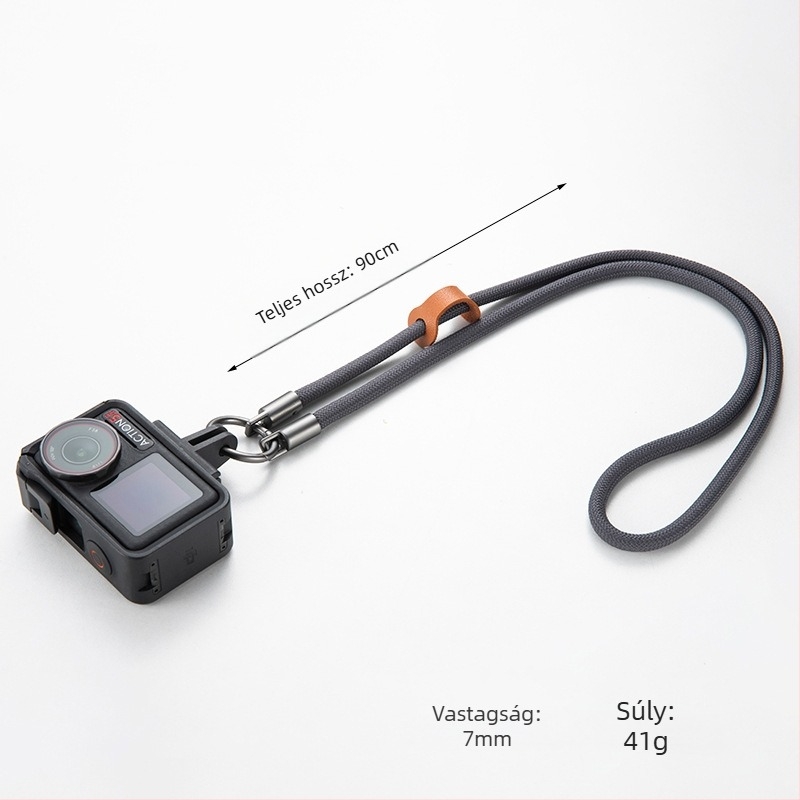 DJI Action 5 Pro akciókamera nyakpánt, anti-lost dizájn, poliészter zsinór, fém csat, logó nyomtatás lehetséges
