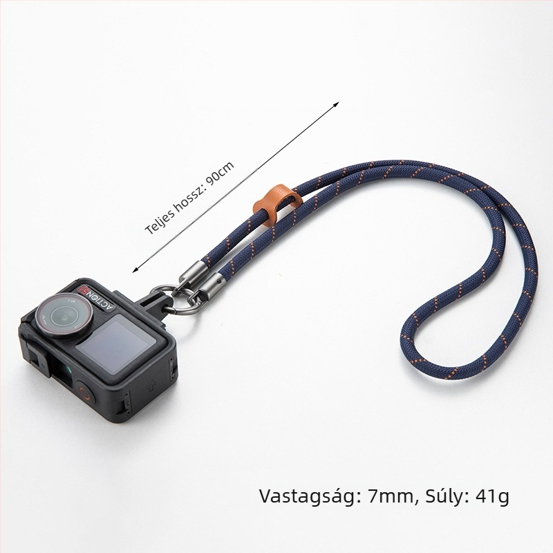 DJI Action 5 Pro akciókamera nyakpánt, anti-lost dizájn, poliészter zsinór, fém csat, logó nyomtatás lehetséges