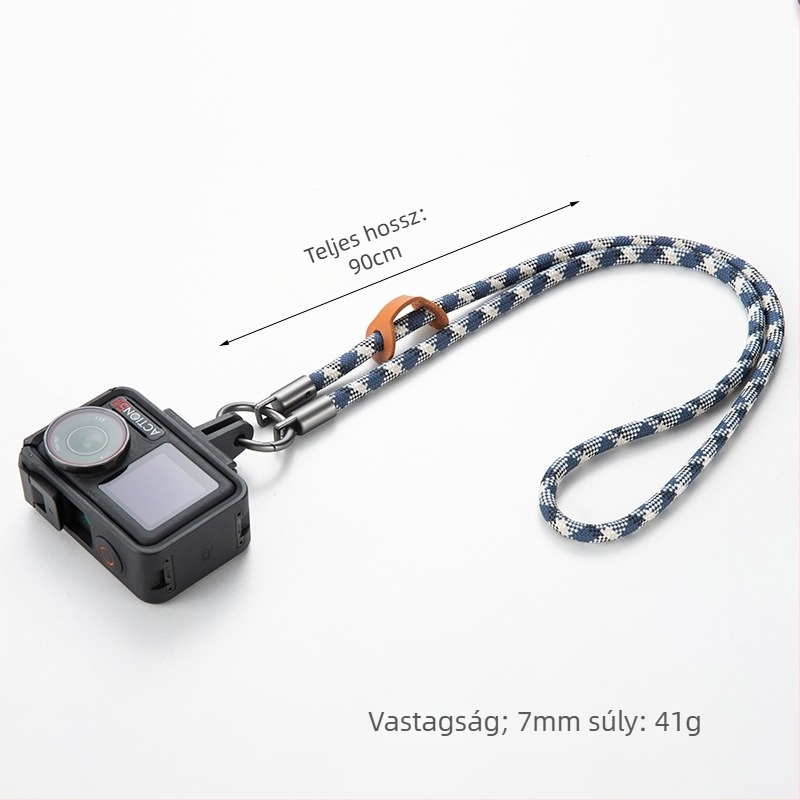 DJI Action 5 Pro akciókamera nyakpánt, anti-lost dizájn, poliészter zsinór, fém csat, logó nyomtatás lehetséges