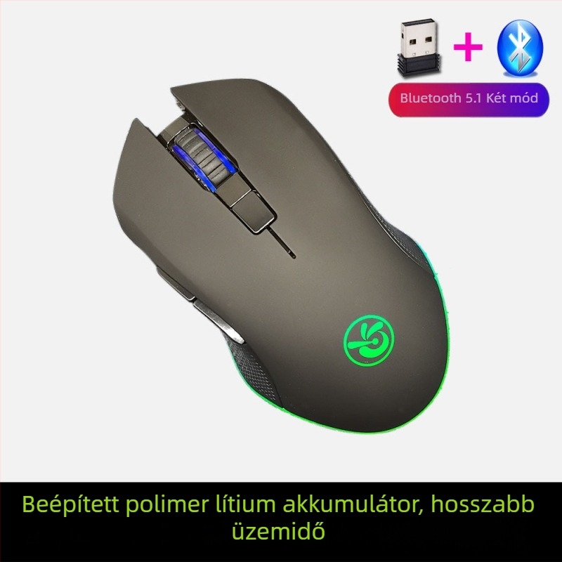 M6 vezeték nélküli Bluetooth 5.2 egér, duál módú 2.4G/Bluetooth, USB-C töltés, 2400dpi, 6 gomb