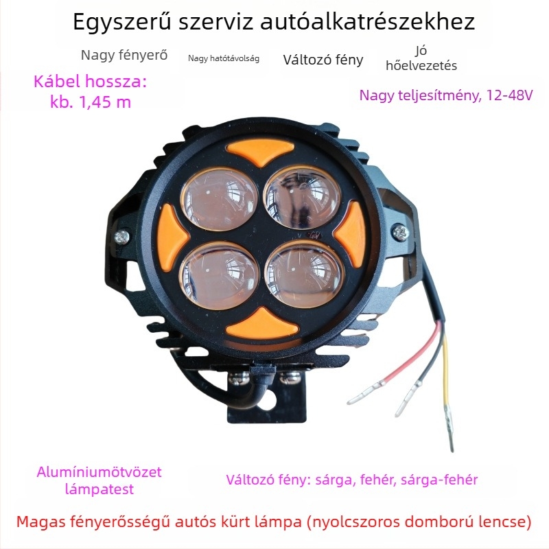 LED első lámpa összecsukható kerékpárhoz, alumíniumötvözet, 12W, 36-80V, Modell YTDD