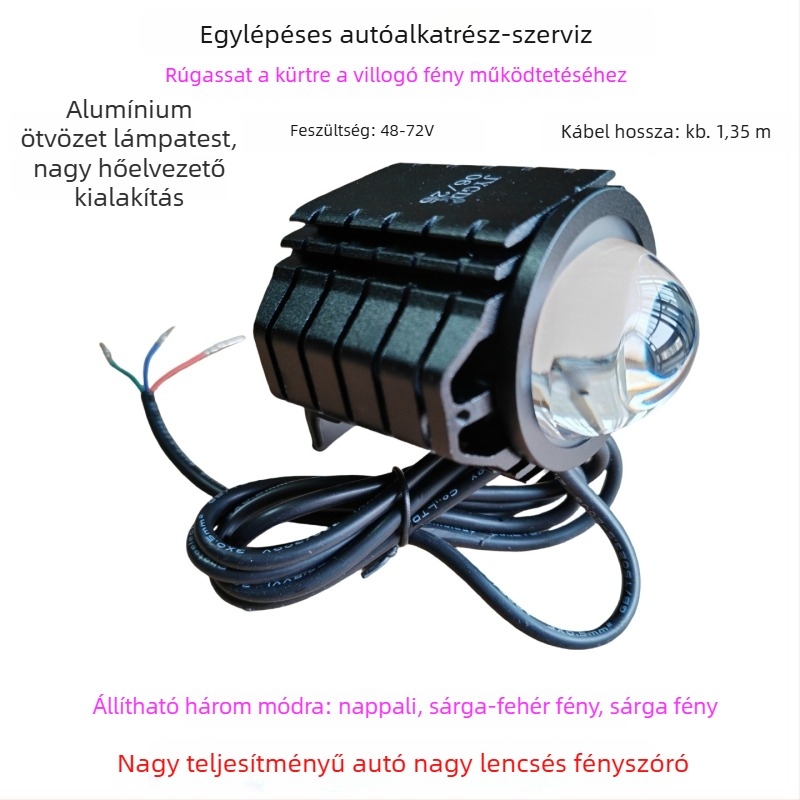 LED első lámpa összecsukható kerékpárhoz, alumíniumötvözet, 12W, 36-80V, Modell YTDD