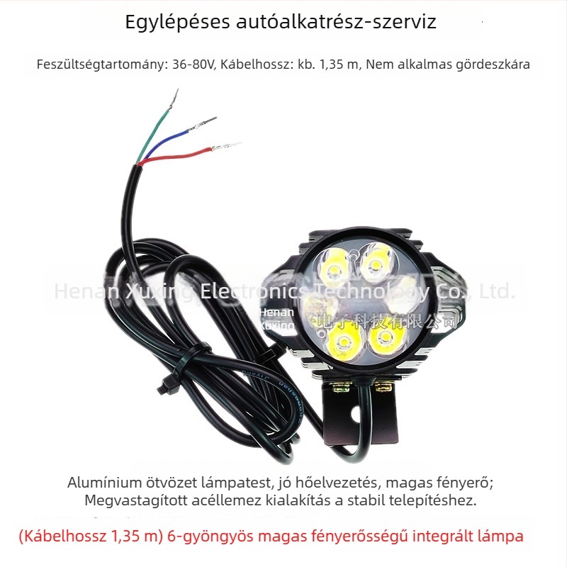 LED első lámpa összecsukható kerékpárhoz, alumíniumötvözet, 12W, 36-80V, Modell YTDD