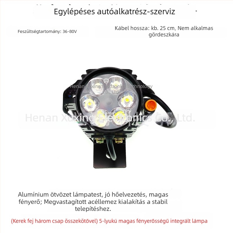 LED első lámpa összecsukható kerékpárhoz, alumíniumötvözet, 12W, 36-80V, Modell YTDD