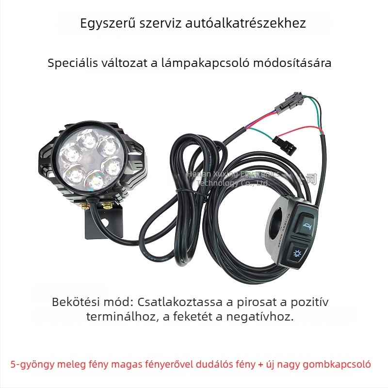 LED első lámpa összecsukható kerékpárhoz, alumíniumötvözet, 12W, 36-80V, Modell YTDD