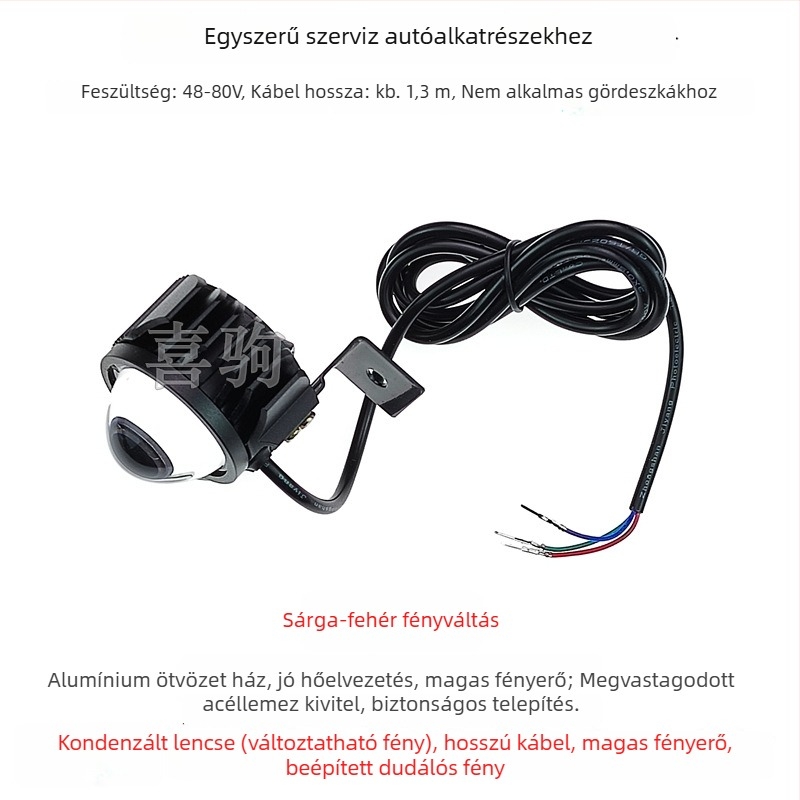 LED első lámpa összecsukható kerékpárhoz, alumíniumötvözet, 12W, 36-80V, Modell YTDD