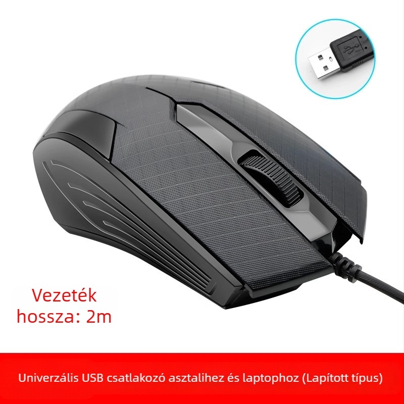 USB-s vezetékes számítógépes egér hosszú kábellel, 2m/3m/5m, 3 gomb, fotóelektrikus érzékelő, asztali számítógéphez/TV-monitorhoz