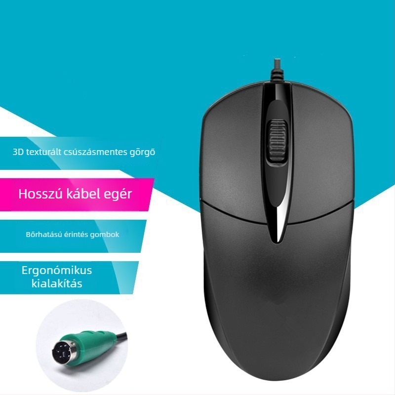 USB-s vezetékes számítógépes egér hosszú kábellel, 2m/3m/5m, 3 gomb, fotóelektrikus érzékelő, asztali számítógéphez/TV-monitorhoz