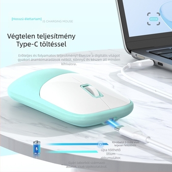 Vezeték nélküli egér 2.4G+Bluetooth kapcsolattal, 1600 DPI, USB interfész, ergonikus kialakítás, 10 m működési távolság