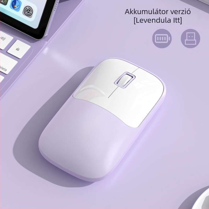 Vezeték nélküli egér 2.4G+Bluetooth kapcsolattal, 1600 DPI, USB interfész, ergonikus kialakítás, 10 m működési távolság
