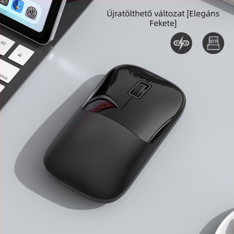 Vezeték nélküli egér 2.4G+Bluetooth kapcsolattal, 1600 DPI, USB interfész, ergonikus kialakítás, 10 m működési távolság