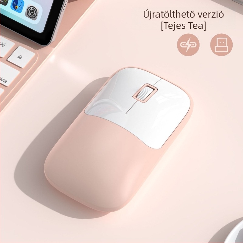 Vezeték nélküli egér 2.4G+Bluetooth kapcsolattal, 1600 DPI, USB interfész, ergonikus kialakítás, 10 m működési távolság