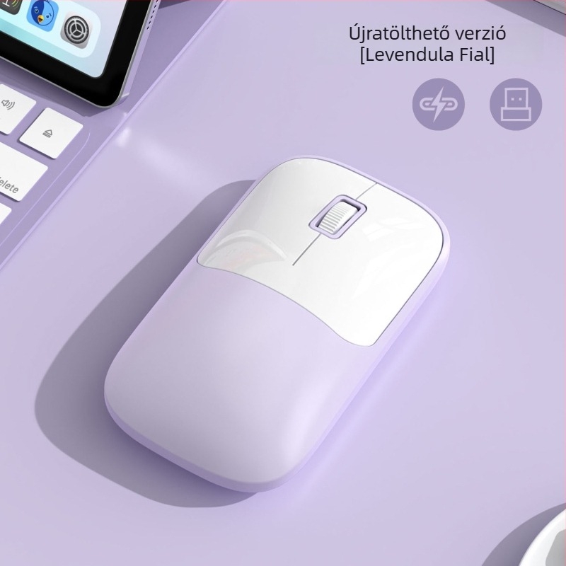 Vezeték nélküli egér 2.4G+Bluetooth kapcsolattal, 1600 DPI, USB interfész, ergonikus kialakítás, 10 m működési távolság