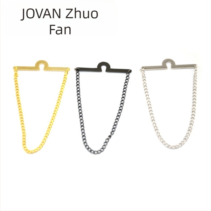 Férfi nyakkendőlánc és nyakkendőklipsz készlet, egyszerű uniszex dizájn, geometriás stílus, elektroplatált felület