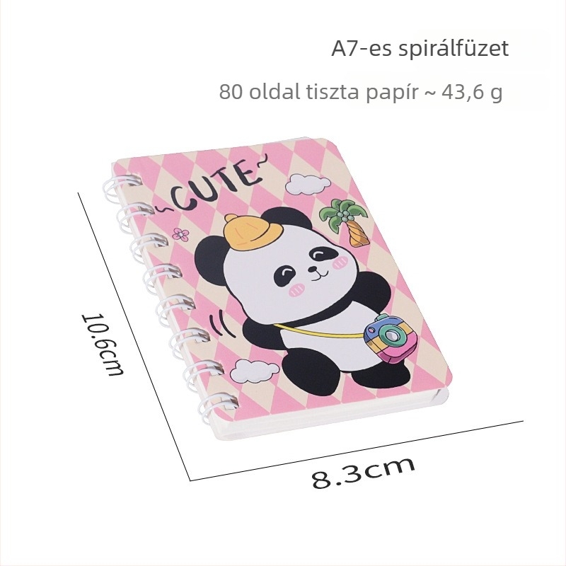 Panda spirálfüzet, modell A7, 120 oldal, papír 44 g, márka Ieno, Panda sorozat