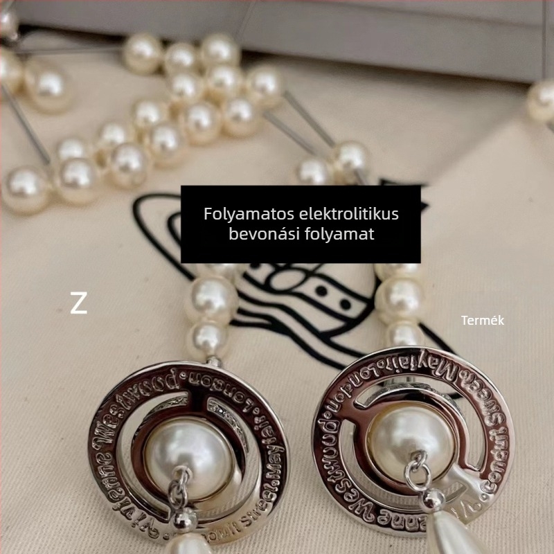 Aranyozott golyó láncú nyaklánc, többszintes aszimmetrikus kialakítás, ötvözetből készült medál