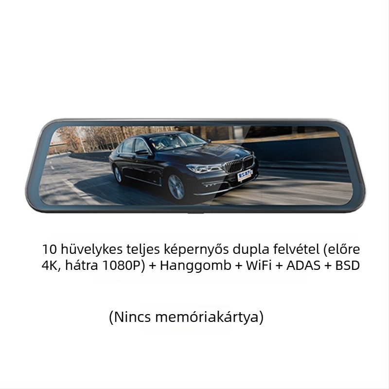 4K előre-hátul kettős felvételt rögzítő autós kamera, Wi‑Fi, visszapillantóba szerelhető, háromlencsés rendszer