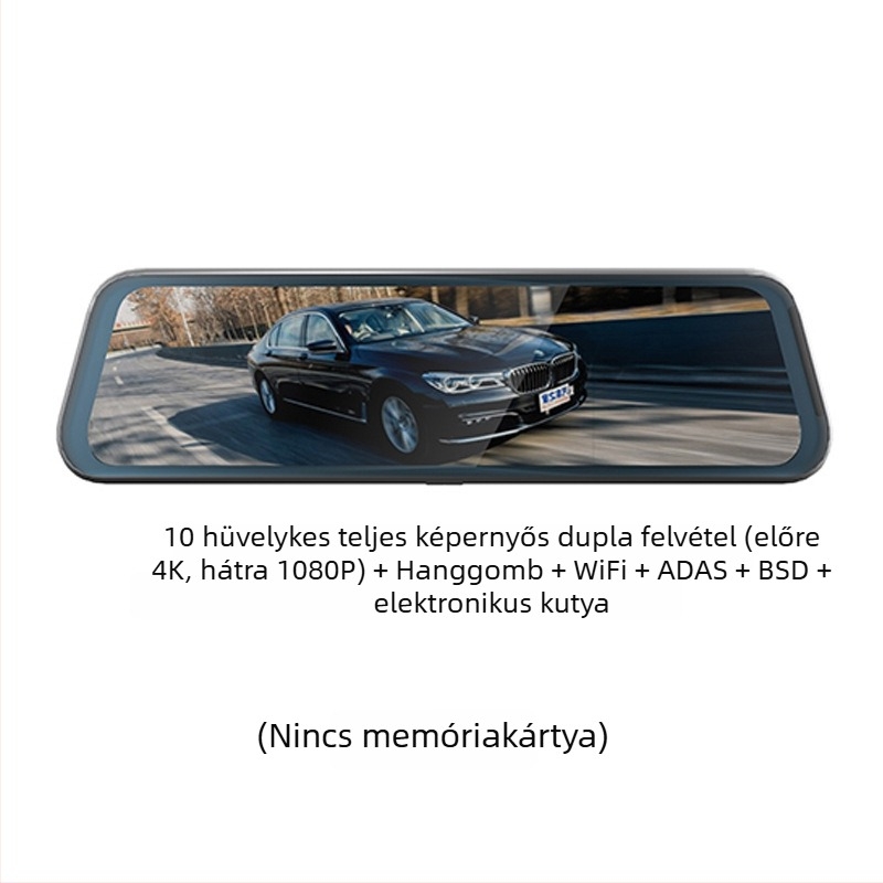 4K előre-hátul kettős felvételt rögzítő autós kamera, Wi‑Fi, visszapillantóba szerelhető, háromlencsés rendszer