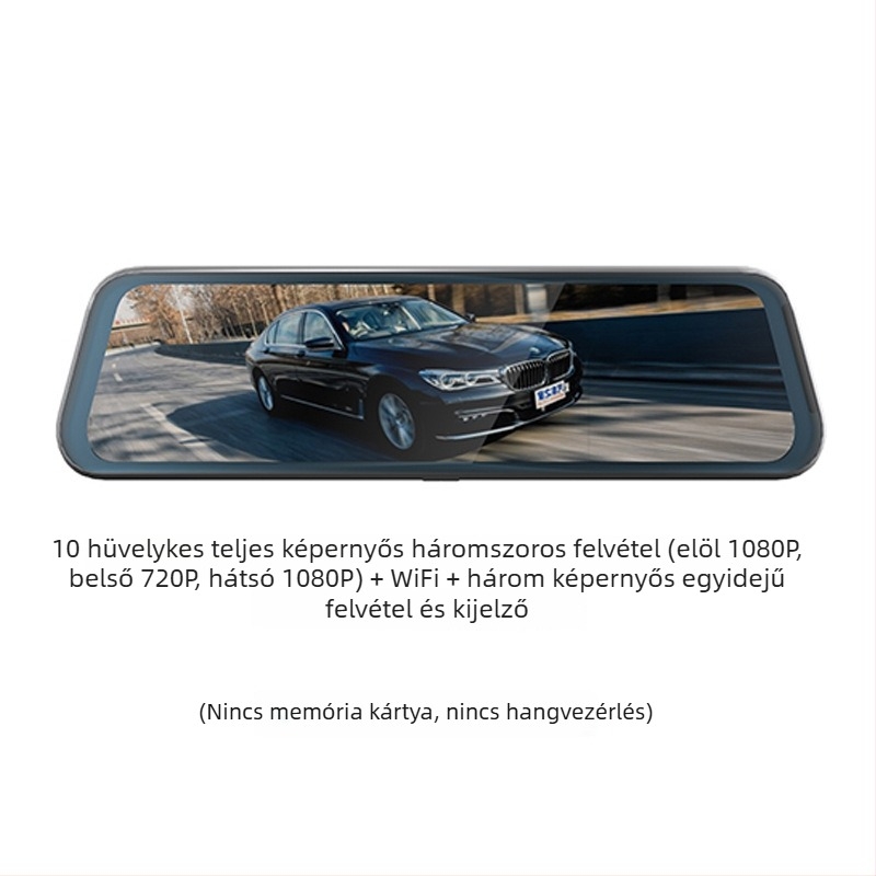 4K előre-hátul kettős felvételt rögzítő autós kamera, Wi‑Fi, visszapillantóba szerelhető, háromlencsés rendszer