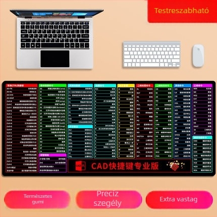 Nagy egérpad CAD-hoz, irodai gyorsbillentyűkkel, számítógépes asztalhoz