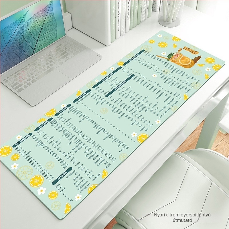 Nagy egérpad CAD-hoz, irodai gyorsbillentyűkkel, számítógépes asztalhoz