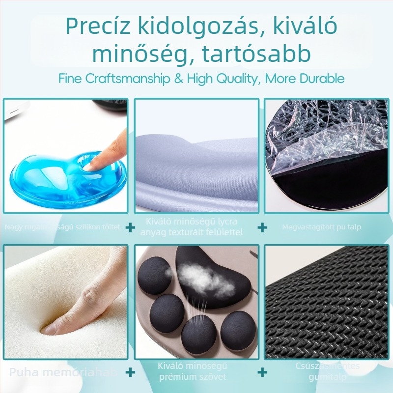 Személyre szabható billentyűzet csuklótámasz, szilikon memóriahabos egérpad irodai és játékos használatra, csúszásmentes