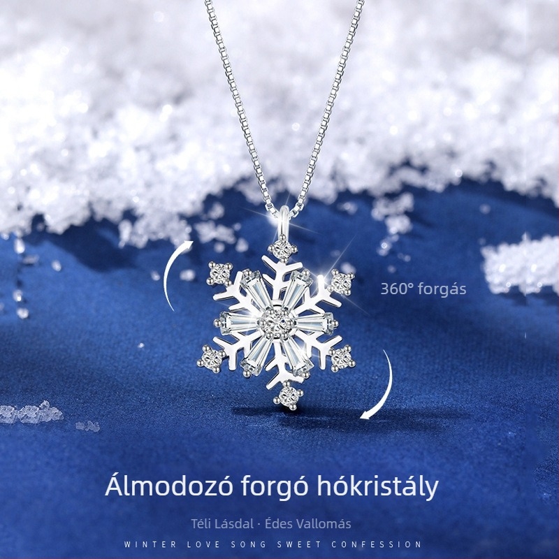 Női forgó hópehely medálos nyaklánc, koreai stílus, elegáns dizájn