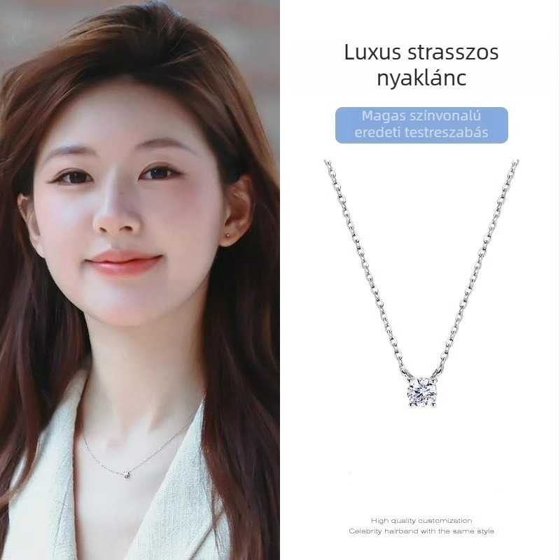 S925 ezüst nyaklánc – Zhao Lusi stílusában, fin kulcscsonti lánc, minimalistikus lux