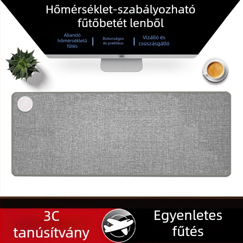 Melegített íróasztali pad időzítővel, nagy méret, irodai használatra